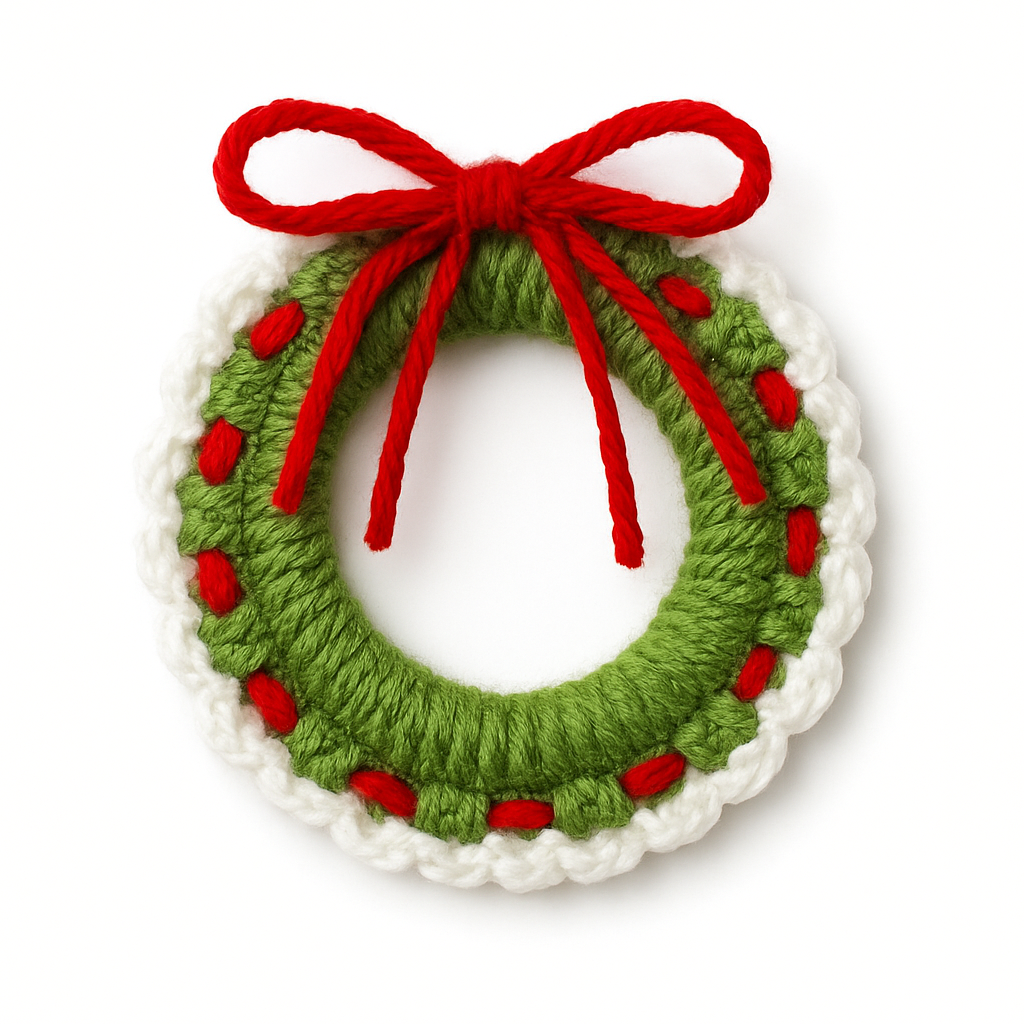 Handgehäkelter Mini-Weihnachtskranz